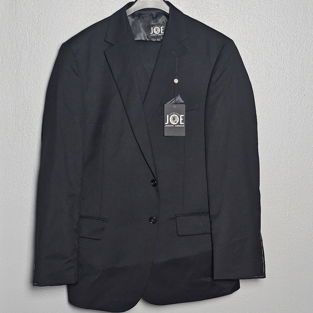 Joseph Abboud Black Slim Fit 3 Piece Suit 46/40W